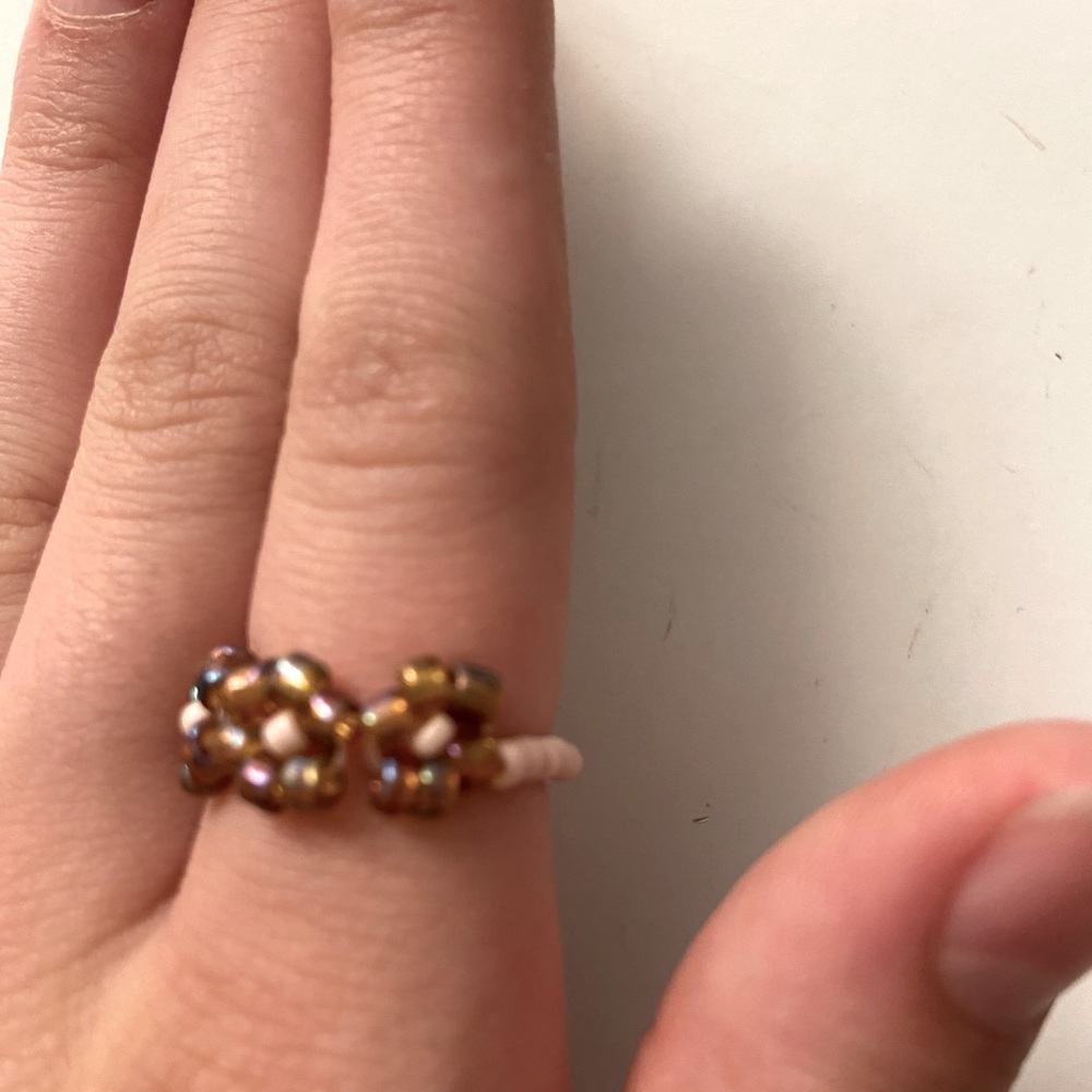 handmade beaded 3 flower ring